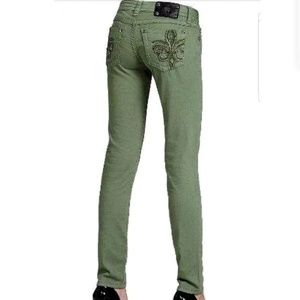 New Miss Me Skinny Jeans Green Sz 26
